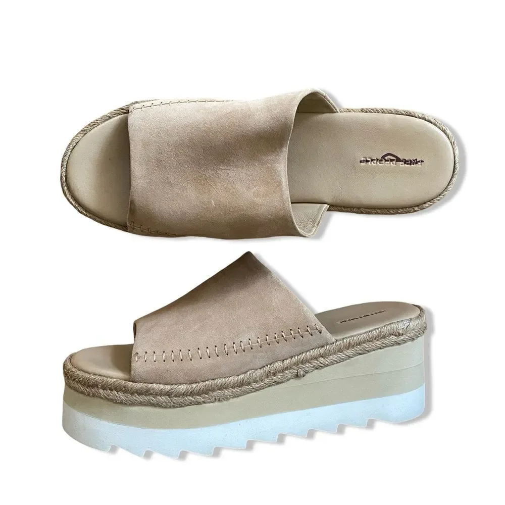 Free People Santorini Platform sandals wedges shoes slides suede Sz 10